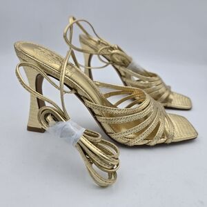 NWOT Vince Camuto Roselian Tie Up Dress Sandals, Women's 6M, Gold Metallic